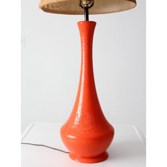 Orange Mid 20th Century Mid-Century Modern Orange Ceramic Table Lamp For Sale - Image 8 of 16