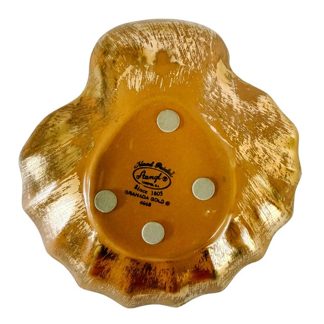 Vintage Stangl Pottery Granada 22k Gold Scalloped Shell Dish For Sale In San Diego - Image 6 of 7
