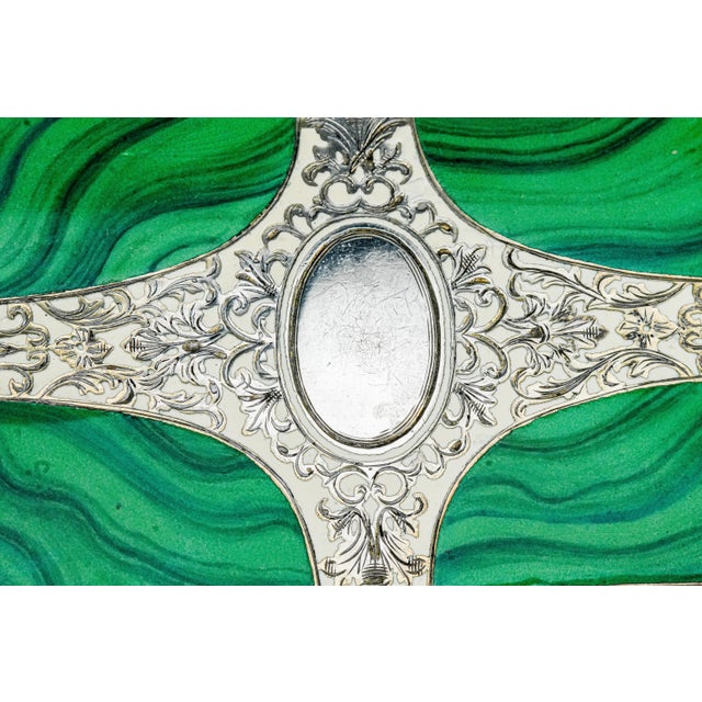 Stunning Ornate European Continental Sterling Silver Malachite Enamel Antique Snuff Box For Sale - Image 4 of 17