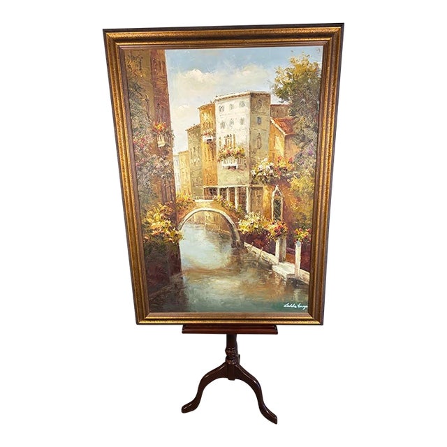 Michael Longo Original Venice Canal Oil Painting – "Reflections of Venice" Extra Large 29" X 41" Custom Framed Impasto Impressionist Art For Sale
