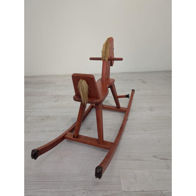 Vintage Wooden Rocking Horse, 1963 For Sale - Image 9 of 15