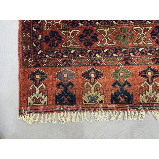 Red Turkmen Philpa Wool Area Rug, Tribal Geometric Medallion Design For Sale - Image 11 of 17