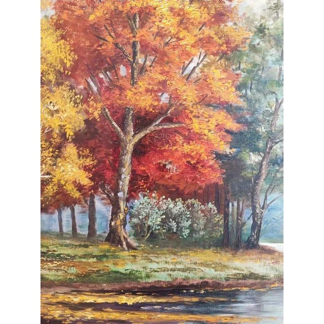 Arthur Amez-Droz, Paysage lacustre automnal, 1912, Oil on Canvas For Sale - Image 4 of 9