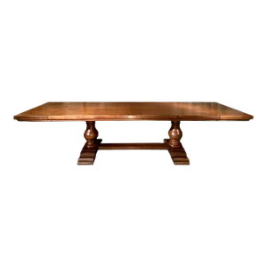 Contemporary 18th Century Style Italian Walnut Bocci Trestle Extension Dining Table