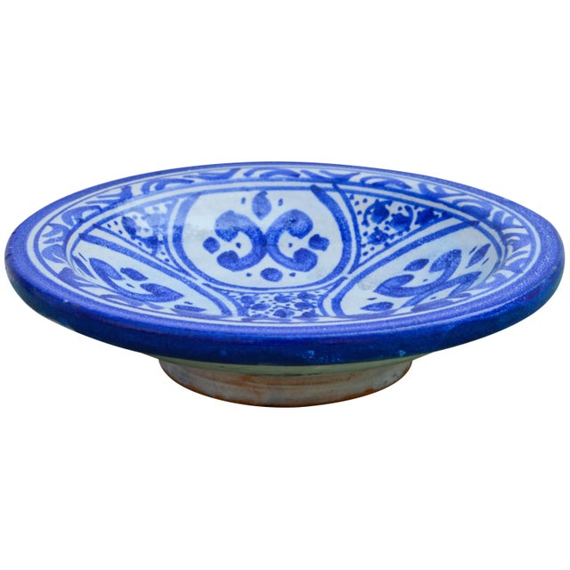 Blue Moroccan Ceramic Plate For Sale - Image 4 of 8