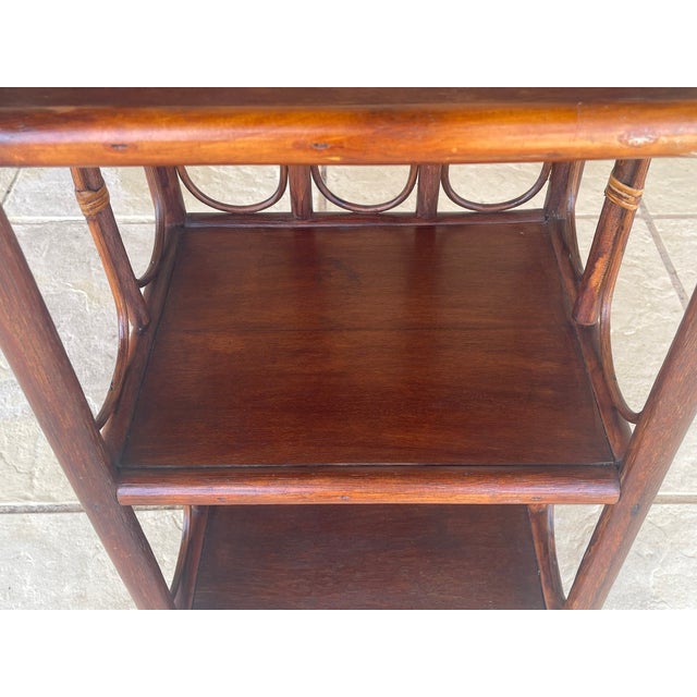 Vintage Bamboo and Rattan Three-Tier Bookcase, 1960s For Sale - Image 4 of 18