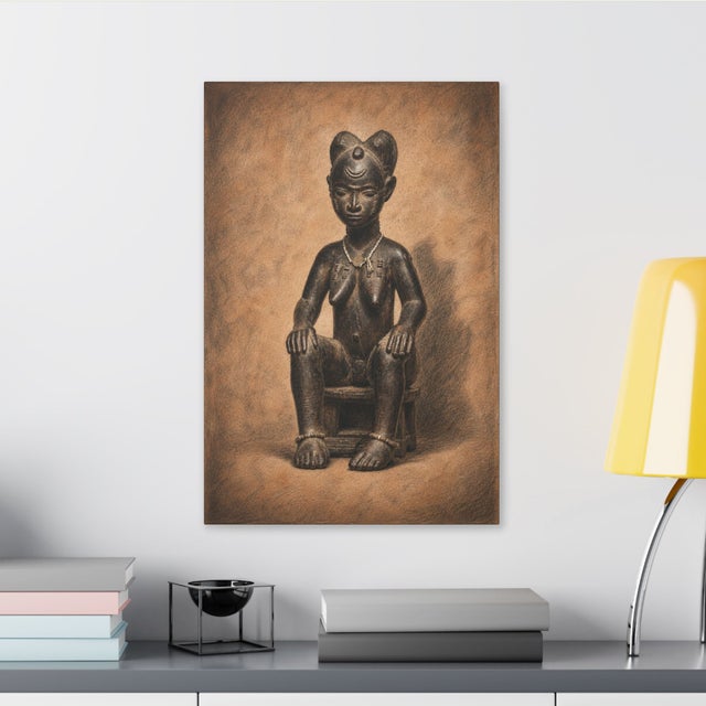 Not Yet Made - Made To Order Atelier Aria Lumae Baule Seated Female Figure Master of Ascher African Tribal Sculpture Drawing Fine Art Gallery Board Print 16 X 24 For Sale - Image 5 of 11