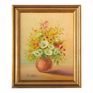 Midcentury French Floral Oil Painting
