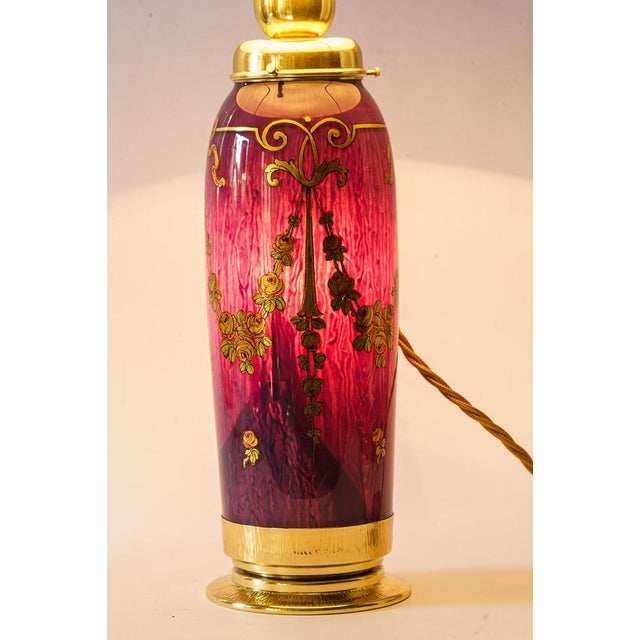 Art Deco Glass Table Lamp with Fabric Shade, 1920s For Sale - Image 10 of 14