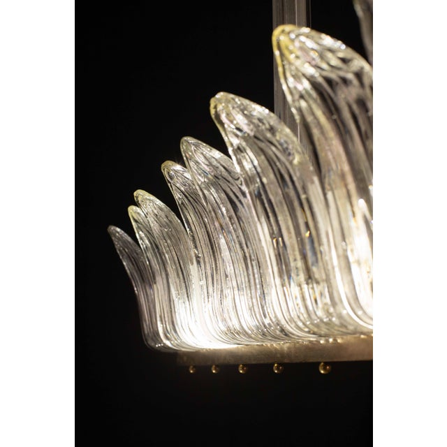 Set of 2 Large Art Decò Chandelier by Barovier E Toso, Murano Glass, 1940 For Sale - Image 6 of 12