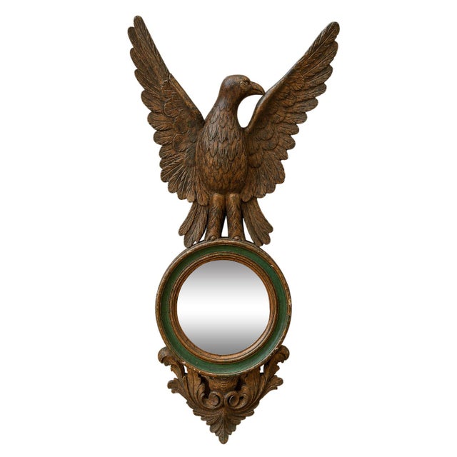 Empire Style Mirror with Eagle in Carved and Polychrome Wood, Late 19th Century For Sale - Image 9 of 9
