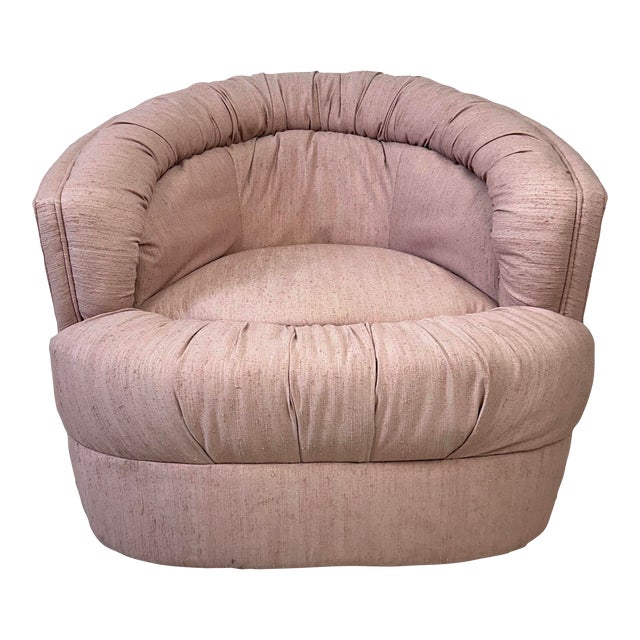 1980s Barrel Back Swivel Chair by Brookwood Furniture For Sale