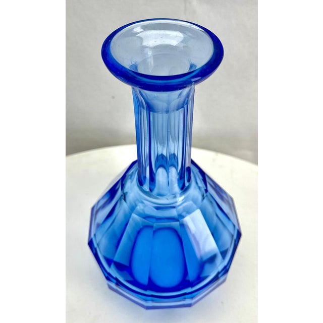 Large Czech Cobalt Blue Faceted Crystal Decanter from Moser, 1857 For Sale - Image 9 of 13