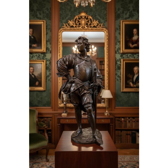 Impressive 25” 19th Century French Bronze Sculpture, "The Landsknecht" (Or "Cavalier"), by Albert-Ernest Carrier-Belleuse (1824–1887) For Sale - Image 14 of 14