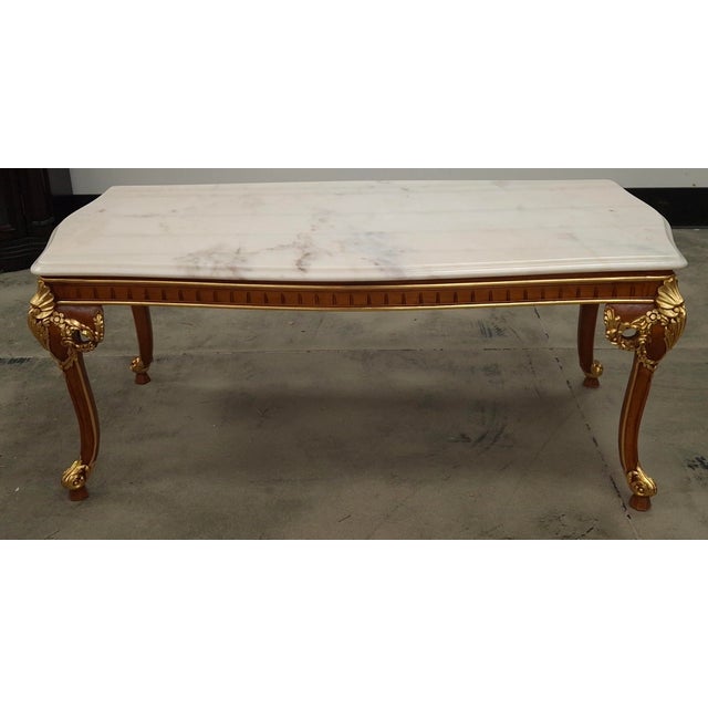 Meroni Francesco for Versaille design Center Louis XV Style Partial Gilt Handcrafted Mahogany and Marble Top Cocktail...