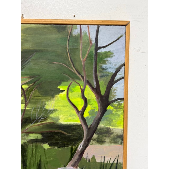 Post Modern Colorful Landscape of Bare Trees, Framed For Sale - Image 11 of 12