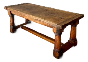 Vintage Belgian Solid Wood Trestle Table