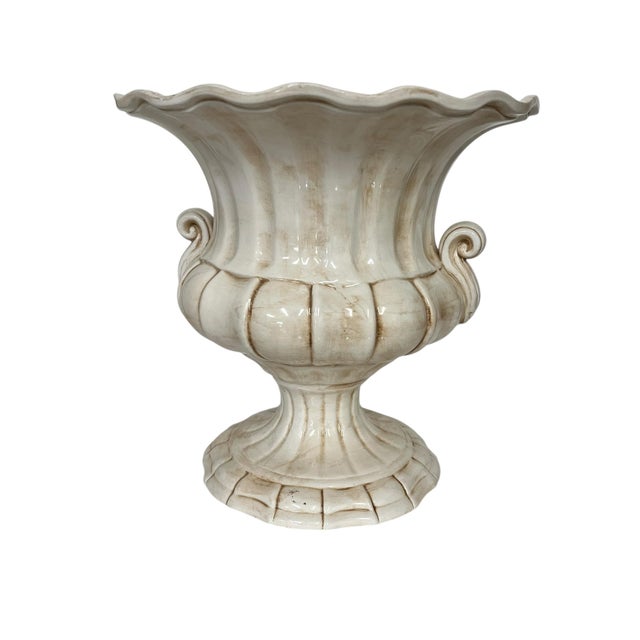 Farmhouse Vintage Italian Urn With Aged Finish For Sale - Image 3 of 7