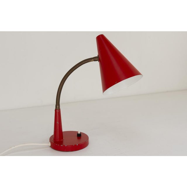 Vintage Danish Red and Brass Flexible Desk Lamp from Lyfa, 1950s For Sale - Image 17 of 17