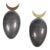 Johan Meijerink (Dutch 1948 - 2011) Modernist Bronze Ovoid Egg Wall Sculptures With Crescent Finials - A Pair For Sale