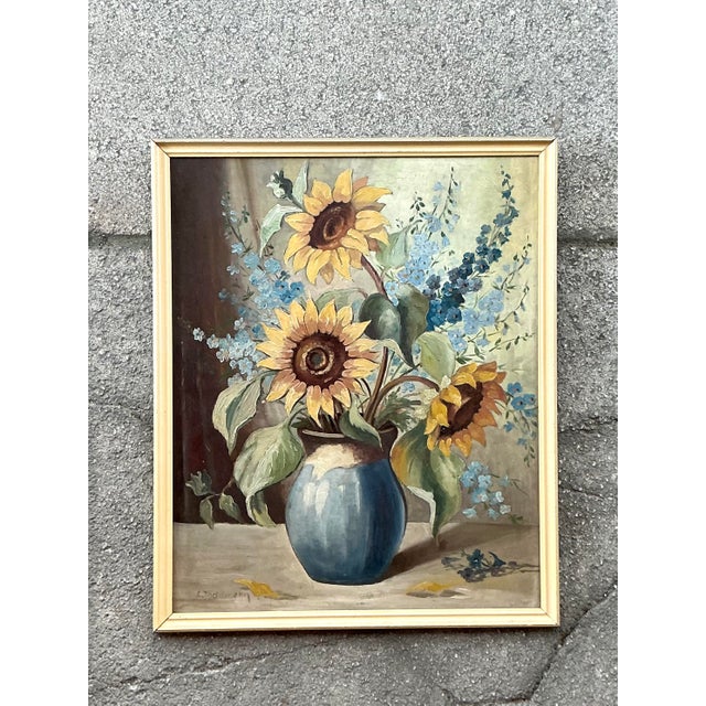 Vintage Boho Original Still Life Oil on Board For Sale In West Palm - Image 6 of 8