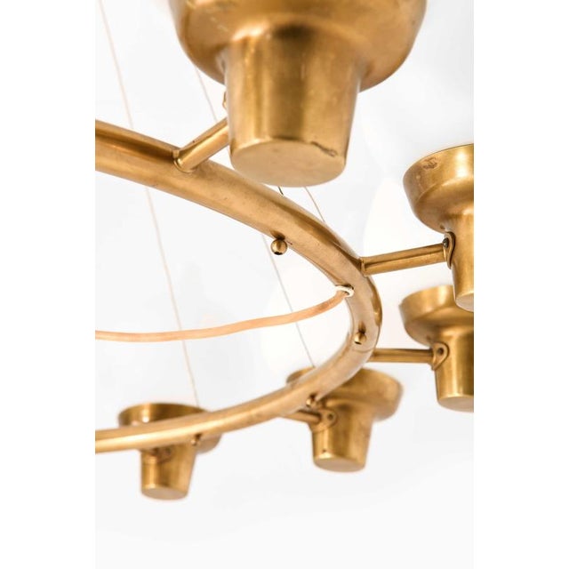 Scandinavian Modern Hanging Lamp in Brass and Opaline Glass by Hans Bergström, 1940s For Sale - Image 11 of 13