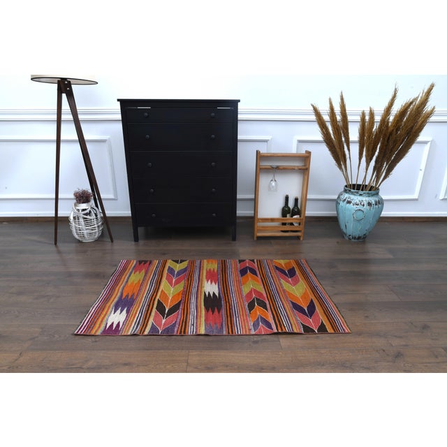 Persian 1970s Vintage Handmade Wool Cotton Area Rug For Sale - Image 3 of 11