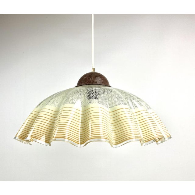 Italian Glass Pendant Lamp with Wavy Edge, 1970s For Sale - Image 3 of 18