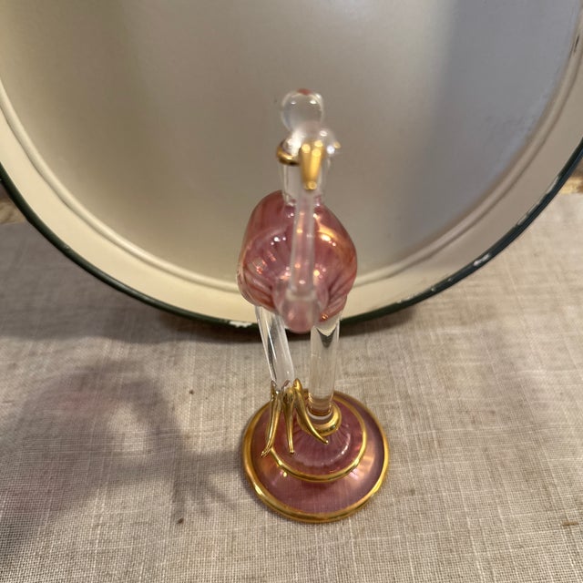 Art Deco Vintage Flamingo Glass Perfume Bottle With Stopper For Sale - Image 3 of 9