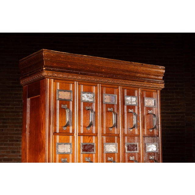 Late 19th Century Antique Office Specialty Oak 40-Drawer Document File Cabinet, Circa 1890s–1900s For Sale - Image 5 of 13