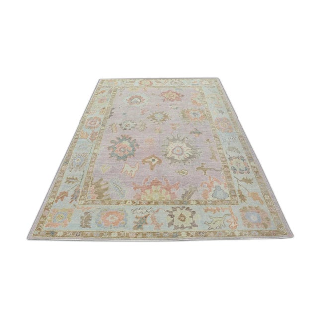 Pink Early 21st Century Pink Multicolor Handwoven Turkish Oushak Rug 6'2" X 8'10" For Sale - Image 8 of 9