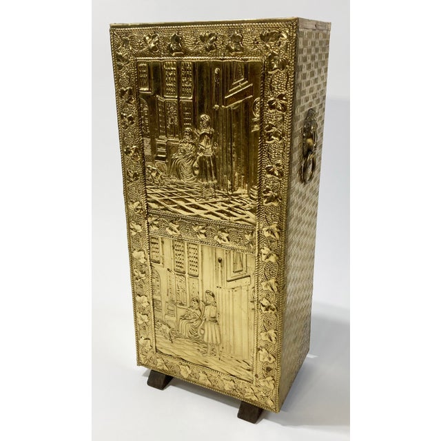 English Antique French Repousse Brass Clad Umbrella Stand For Sale - Image 3 of 12