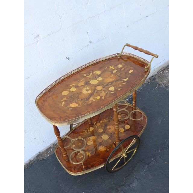 Italian Inlay Bar Server Tea Coffee Cart 6582 For Sale In Miami - Image 6 of 14