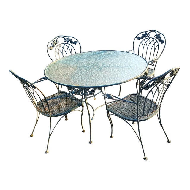 Vintage Cast Iron Dining Table & 4 Dining Chairs 5 Pieces Chairish