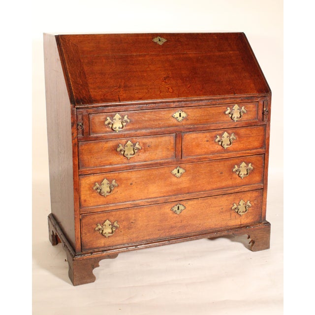 Traditional George III Oak Slant Top Desk For Sale - Image 3 of 15