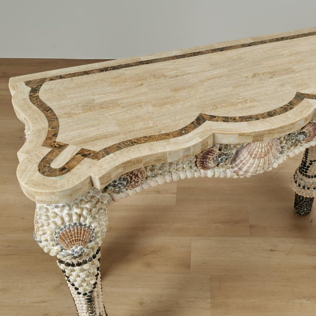 Vintage Seashell Encrusted Console Table For Sale In West Palm - Image 6 of 15