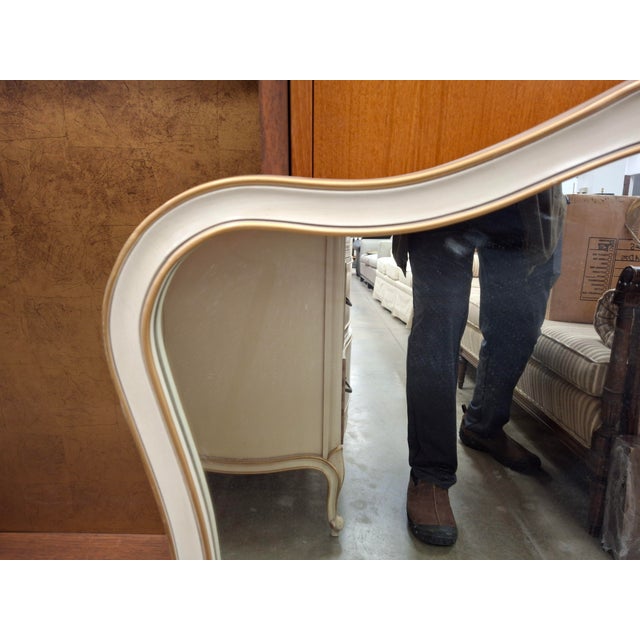 Drexel Mid 20th Century Drexel Touraine Provincial Mahogany Partial Gilt and Cream Wall Mirror For Sale - Image 4 of 7
