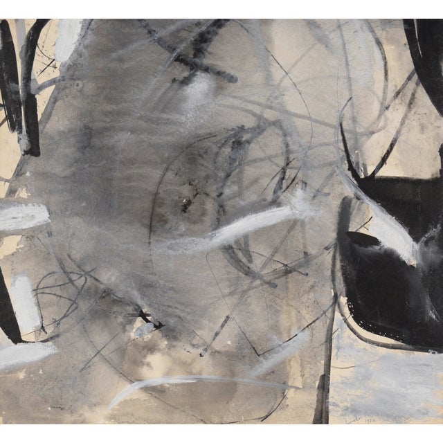 Black and White Abstract - Oil and Gouache on Paper by Felix Ruvolo For Sale In Monterey, CA - Image 6 of 8