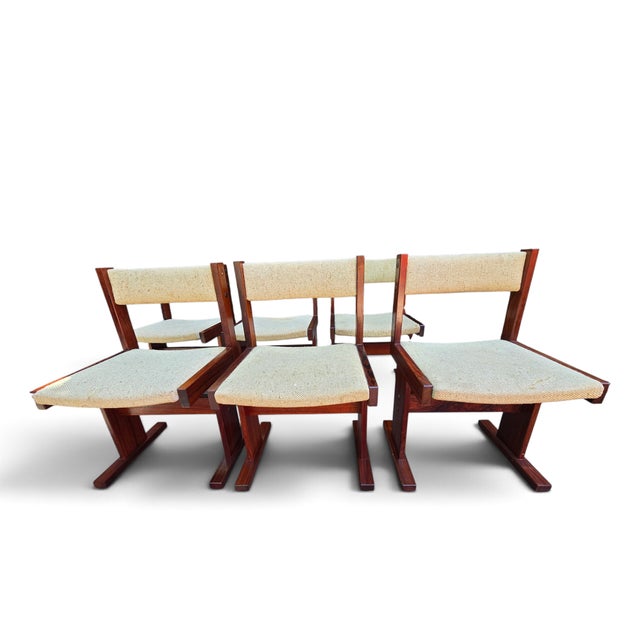 1970s Danish Brutalist Rosewood Dining Chairs Attributed to Gangso Mobler, 1970s. Set of 6 For Sale - Image 5 of 10