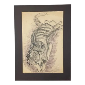 Rare 1945 Original Richard Hayley Lever 'mike the Cat' Mixed Media Color Drawing