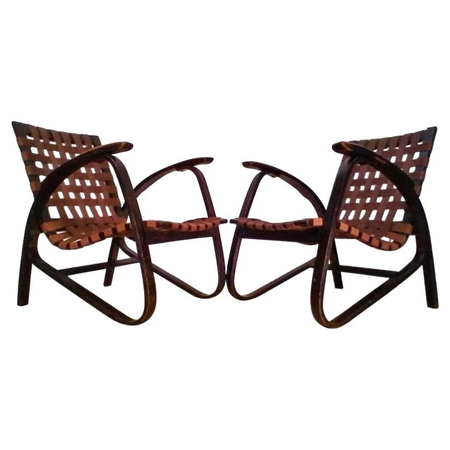 Set of Vintage Bent Beechwood Armchairs by Jan Vaněk, 1930s For Sale