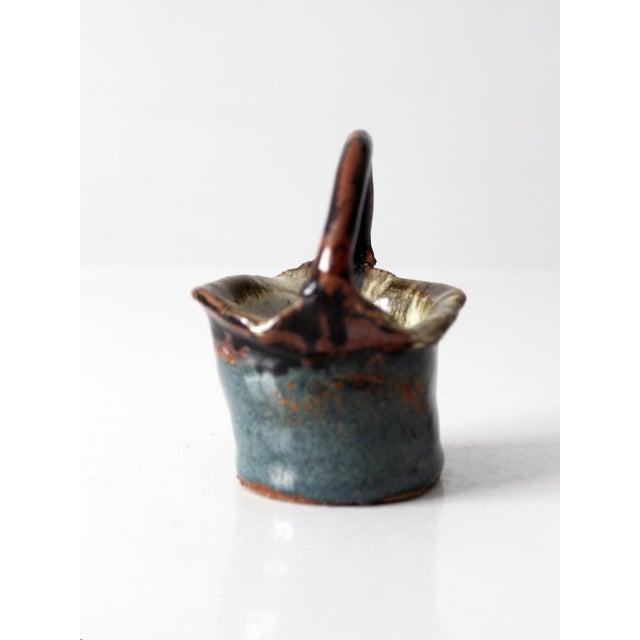 Late 20th Century Vintage Handmade Studio Pottery Basket For Sale - Image 5 of 13