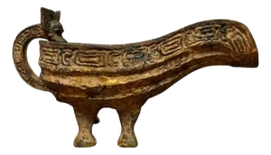 Chinese Archaic Style Gilt Bronze and Verdigris Vessel