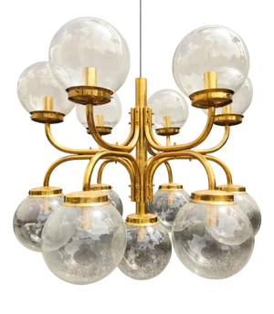 Large Italian Brass 13-Arm Chandelier, 1960s