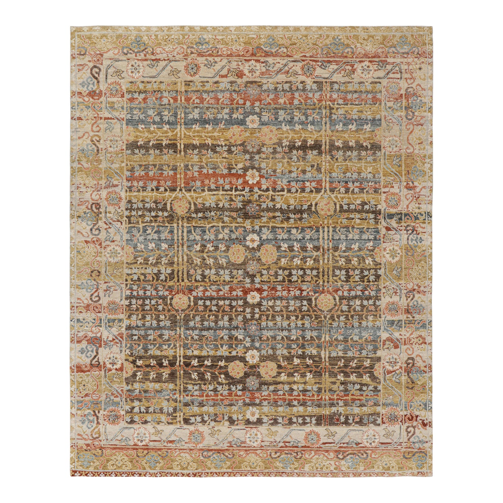 Rug & Kilim’s Modern Block Print Rug with Colorful Geometric Floral ...