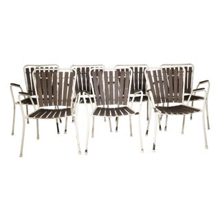 Mid-Century Modern Danish Garden Chairs in Metal and Teak, 1960s, Set of 7 For Sale