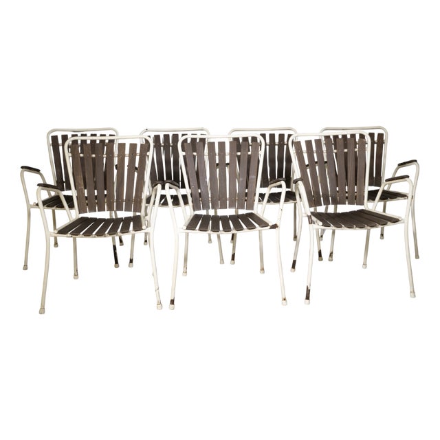 Mid-Century Modern Danish Garden Chairs in Metal and Teak, 1960s, Set of 7 For Sale