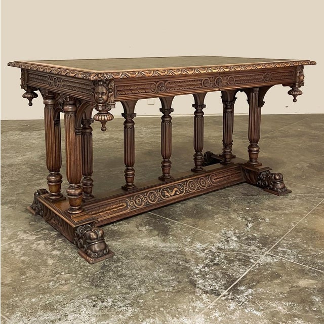 Late 19th Century 19th Century Napoleon III Walnut Partner's Desk With Faux Leather For Sale - Image 5 of 18