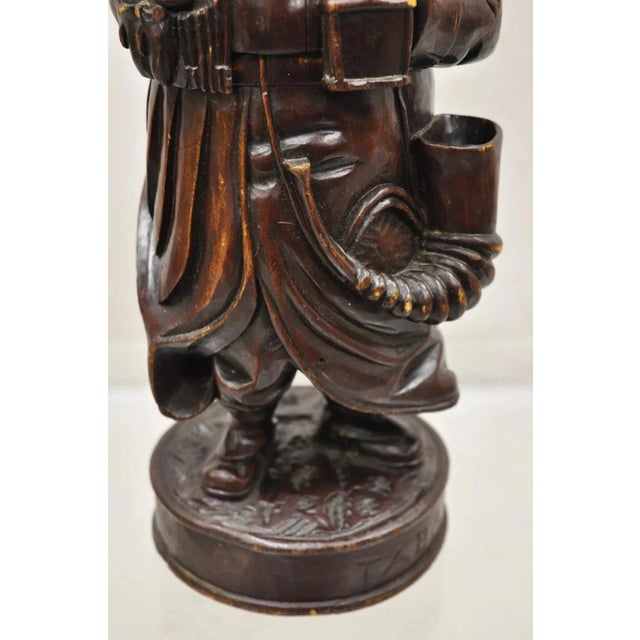 19th C. Black Forest Figural Wood Carved Night Watchman Lidded Tobacco Jar Box For Sale In Philadelphia - Image 6 of 13