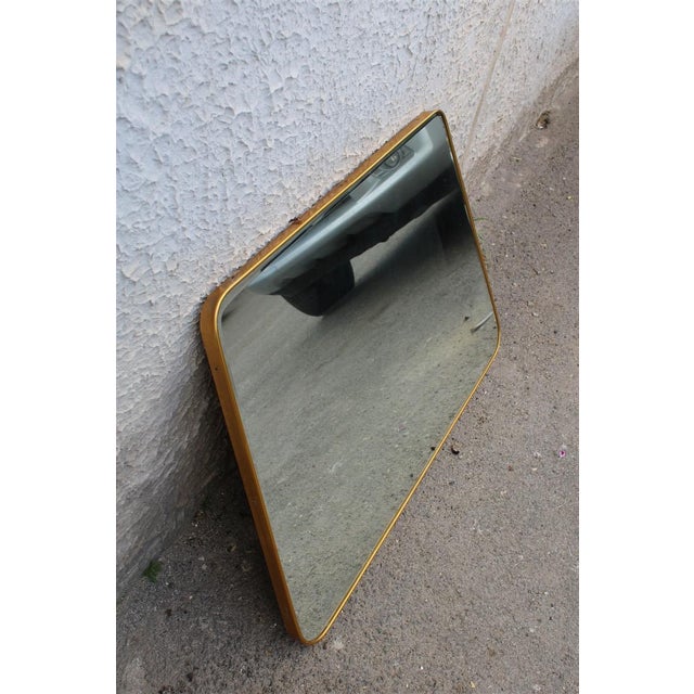 Italian Trapezoidal Mirror in Brass, 1950, in Very Good conditions. Designed 1950 to 1959